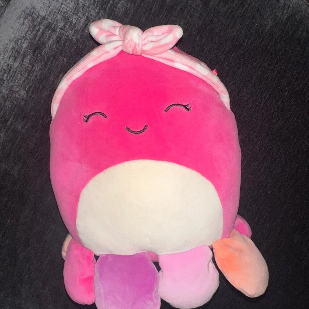 Squishmallow Pink Octopus Plush Stuffed Animal Soft Toy with Bow